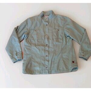 Woolrich Barn Chore Jacket Coat Womens Large Sage Green Canvas Quilted